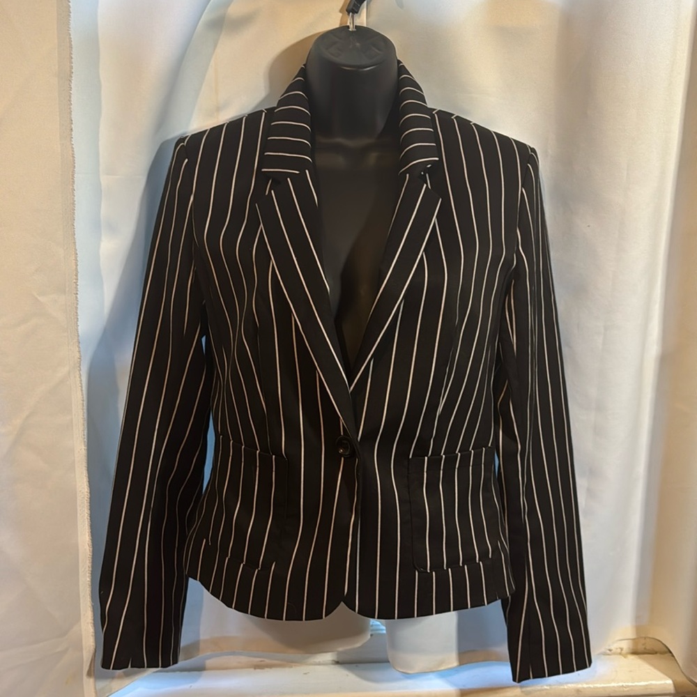 H&M stripe white black jacket blazer M